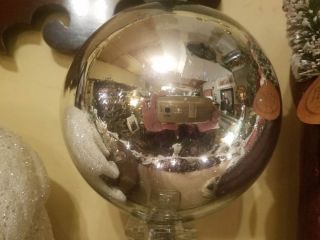 Antique 6 " Victorian Silver Mercury Glass Gazing Witches Ball Orb Nr