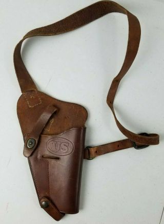 Authentic Vintage Wwii Us M3 Leather Shoulder Holster Enger - Kress Colt Pistol