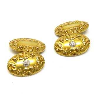 Nyjewel Estate Vintage 14k Yellow Gold Diamond Cufflinks 11.  5 Grams