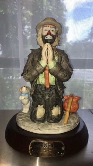 Vintage Emmett Kelly Jr.  Porcelain Clown Figurine " Amen " Clown Praying