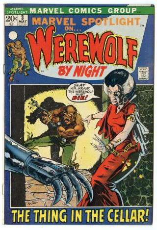 Marvel Spotlight 3 Vf/nm 9.  0 Ow/white Pages 2nd App.  Werewolf By Night 1972
