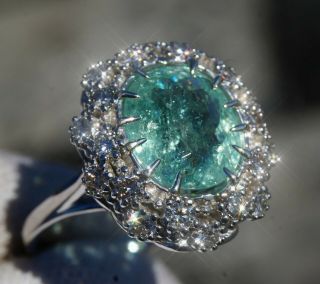 Tourmaline Ring Paraiba Diamond White Gold 14k Natural Gia 4.  65ct Retail $8600