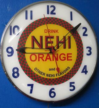 Vintage Pam Lighted Advertising Drink Nehi Orange Clock