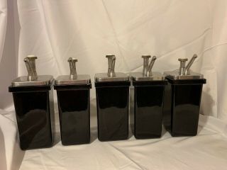5 Old Drug Store Ice Cream Porcelain Soda Fountain Pump Syrup Dispensers