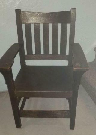 Antique Gustave Stickley Eastwood V Back Chair All Seat And Dark Finish