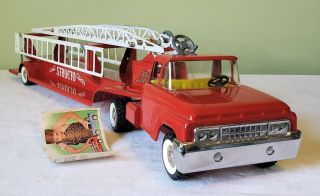 Early Structo Toys Ford Cab Structo Aerial Ladder Fire Tt Truck 50 