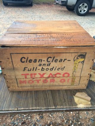 Early Port Arthur Texaco Motor Oil F For Ford Cars Wooden Crate Rare