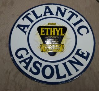 Atlantic Gasoline Porcelain Gas Oil 36 "