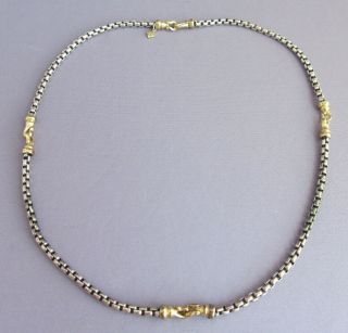 D.  Y.  David Yurman 750 18k Yellow Gold Sterling Box Chain Buckle Necklace 18 1/2 "