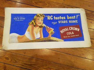1940s Rc Royal Crown Cola Art Work,  Adv Design Movie Star Cardboard Sign