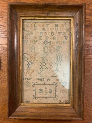 Early & Rare Antique 17th Century Framed Mini Sampler Dated 1694 Signed “mb”