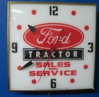 Vintage Pam Lighted Advertising Ford Tractor Sales & Sevrvice Clock