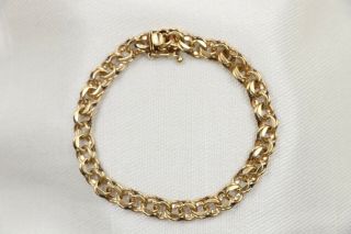 Vintage Substantial Solid 14k Yellow Gold 8 " Charm Bracelet 17.  0 Grams