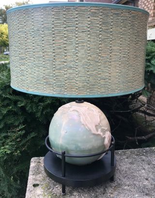 Rare Vintage Aladdin Alacite Glass World Globe Lamp With Shade