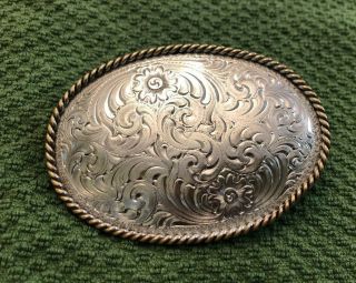 Vintage Montana Silversmiths Sterling Silver Plate Western Belt Buckle