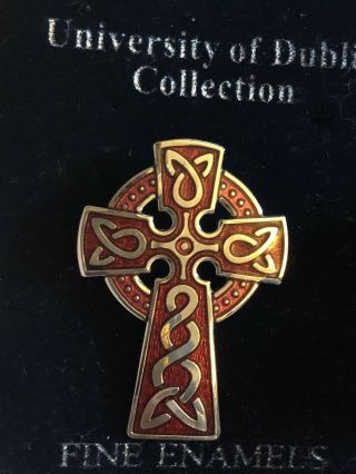 Trinity College Dublin Celtic Enamal Cross Brooch 3