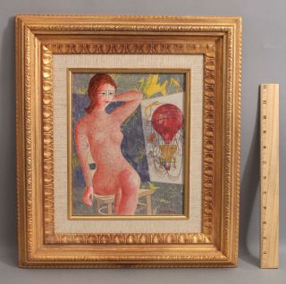 Authentic Luciano Spazzali Abstract Modernist Nude Woman Portrait Oil Painting