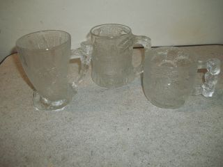 3 Vintage 1993 Mcdonalds Flintstone Treemendous Rocky Road Pre - Dawn Glass Mugs