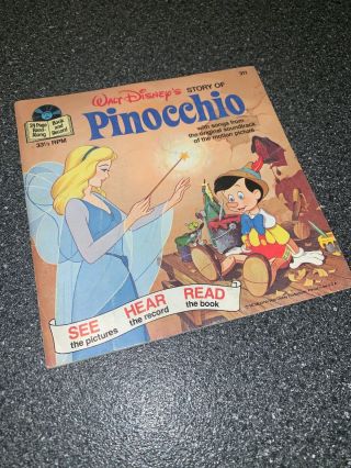 Walt Disney Story Of Pinocchio 24 Page Read - Along Book And Record Vintage 311