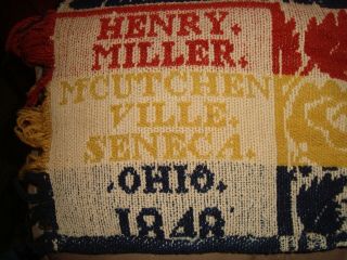 Antique 1848 Hand Woven Coverlet Blanket Henry Miller Mcutchenville Seneca Ohio