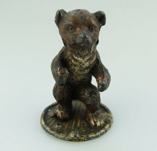 Antique Metalware Cold Painted Lead Miniature Bear Figure Early 20thc