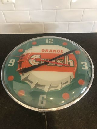 Orange Crush Clock - 1958 Pam Clock Co.  Bubble Dome 2