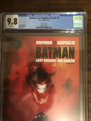 Batman Last Knight On Earth 1 Cgc 9.  8 Nm Jock Variant Cover Black Label Joker