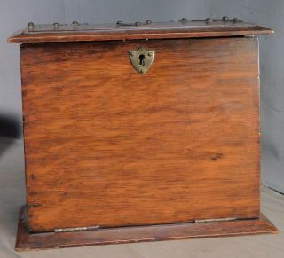 Antique Edwardian Dark Quarter Sawn Oak Stationary Cabinet Box Case Arts Crafts