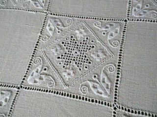 Vintage Lefkara Tablecloth - Hand Embroidered - Linen - 44 " Sq.