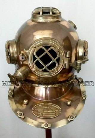 Halloween Antique U.  S Navy Diving Helmet Mark V Deep Sea Divers Helmet Vintage R