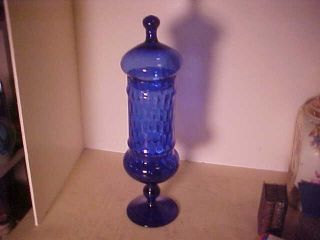 Stunning Cobalt Blue Empoli Italy Glass Apothecary Jar 14 3/4 Inches High