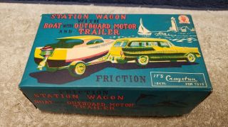 Rare Cragstan Station Wagon With Boat Outboard Motor And Trailer Boxed