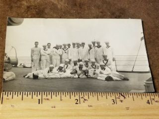 Wwi Photograph Us Navy Sailors On Deck Group Pic Battleship Uss Kearsarge Bb - 5
