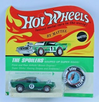 Fantastic Hot Wheels Redline Boss Hoss Mustang In Green Black Roof On Card
