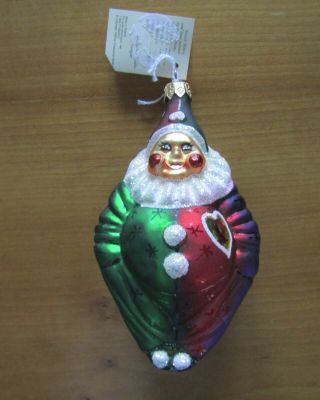 Christopher Radko 1997 Christmas Ornament,  A Caring Clown,  Aids Awareness Design