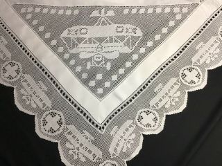 Exquisite Large Antique Irish Linen Tablecloth Ww1 Bi - Planes Lace/whitework