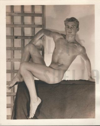 1950s Beefcake Physique Orig Photo Gay Vintage Muscle 4x5 Art