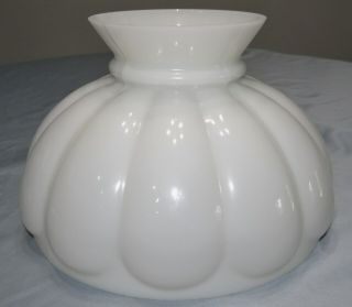10 " White Milk Glass Melon Lamp Shade Oil Kerosene B&h Aladdin Rayo Vtg Antique