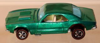 Dte 1968 Hot Wheels Redline 6208 Metallic Green Custom Camaro W/white Interior