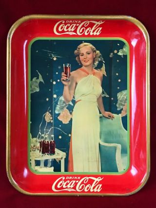 Authentic 1935 Madge Evans Coca - Cola Serving Tray Coke Tray