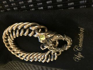 Ugo Cacciatori chain bracelet in oxidized silver,  leaf toggle clasp and gems 3