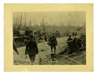 Wwi 1918 Aef Us Signal Corps Photo Tractors Hauling Artillery Camp Derwin France