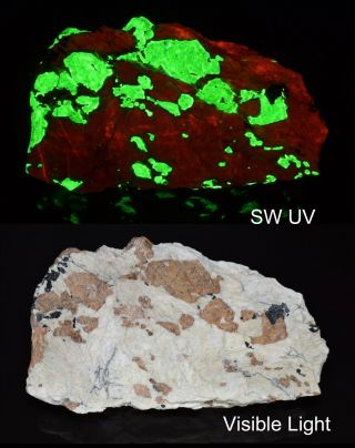 Large Fluorescent Calcite And Willemite,  Franklin Mine,  Franklin,  Jersey
