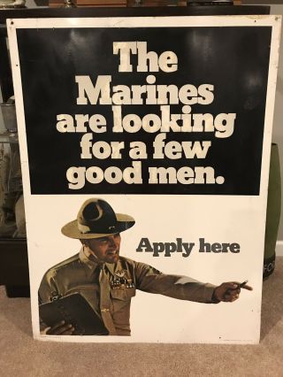 Rare Vintage Metal Double - Sided Usmc Recruiting A - Sign