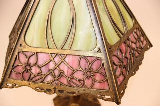BRADLEY & HUBBARD SLAG GLASS LAMP 3