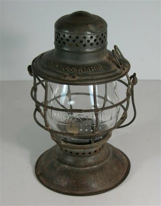 1900 Tall Globe Bell Bottom Ccc & Stl Railroad Lantern W/ Matching Globe Handlan