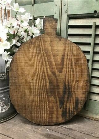 Vintage Turkish Round Wooden Bread Board,  Carved Cutting Board,  Cheese Board C