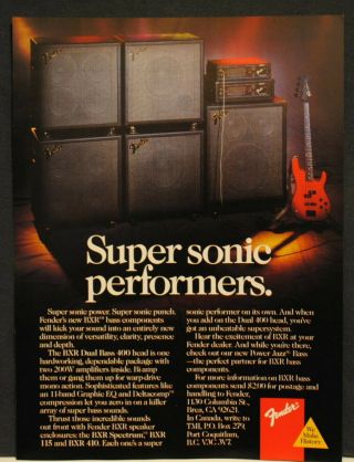 1988 Fender Bxr Bass Guitar Amps And Power Jazz Bass Guitar Print Ad