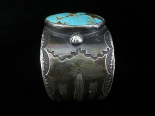 Old Pawn Navajo Bracelet - Coin Silver Wide Cuff 3