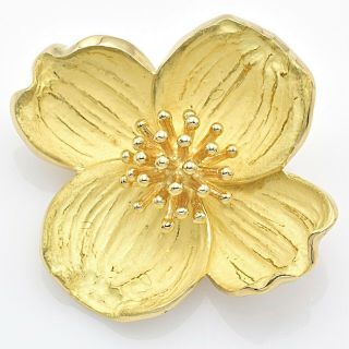 Tiffany & Co.  Vintage 18k Yellow Gold Dogwood Flower Brooch Pin 18.  2 Grams